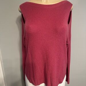 Pink Off-the-Shoulder Sweater with Ribbed Knit